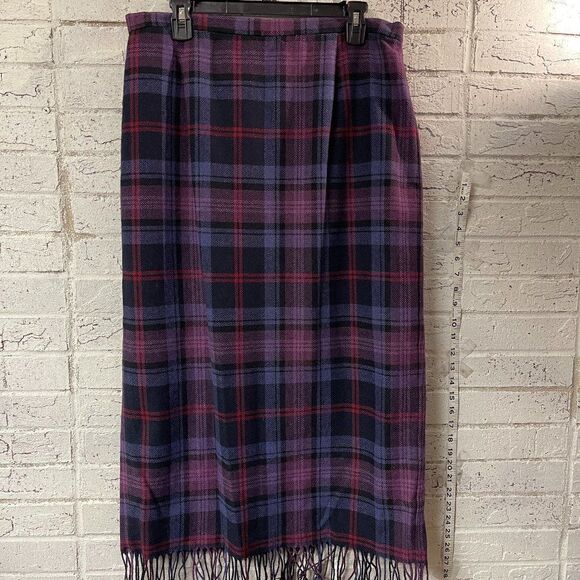 Requirements fringe hem wool blend plaid  skirt plus size 16 - Picture 1 of 10